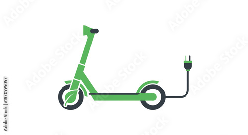 Electric scooter plugged into charger.