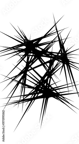 Black lines intersecting abstract shape.