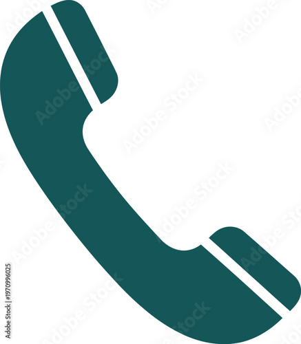Teal phone icon, vector telephone symbol, communication device, dark green handset