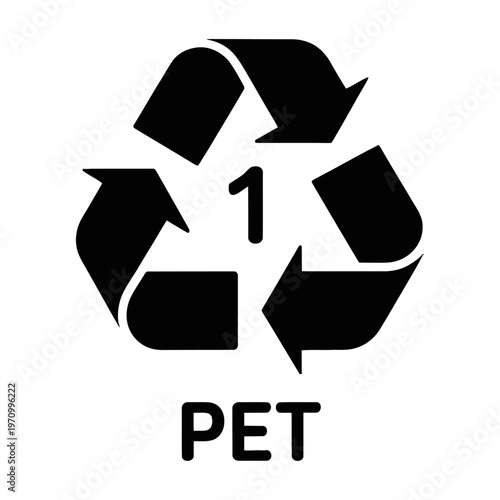 PET recycling symbol indicating polyethylene terephthalate plastic identification