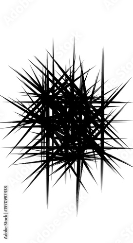 Black sharp lines intersecting chaos.
