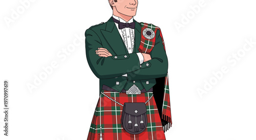 Man in Scottish Kilt and Tuxedo