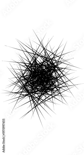 Black tangled threads and wires mass.