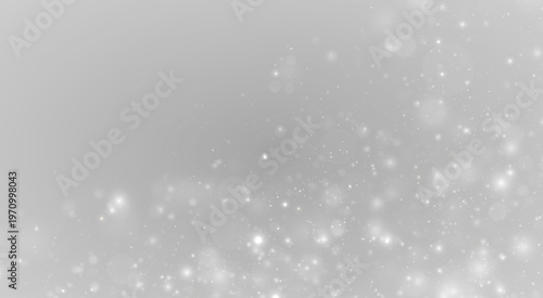Bilde på lerret Silver snowflake glitter dust sparkles, glowing light with twinkle, shimmer soft bokeh