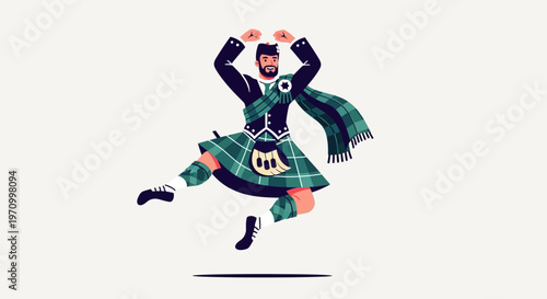 Scottish Highlander Dancing in Kilt