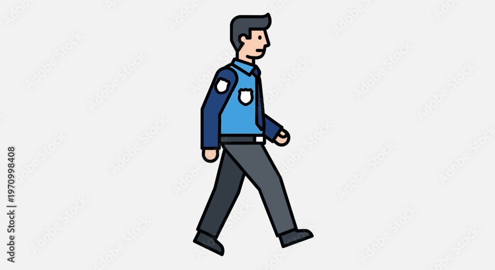 Obraz premium Security guard walking, uniform, professional, security, man, professional, uniform, security