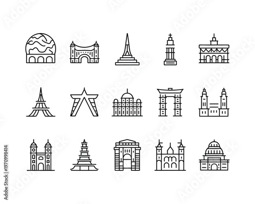 A collection of iconic landmarks and monuments from around the world