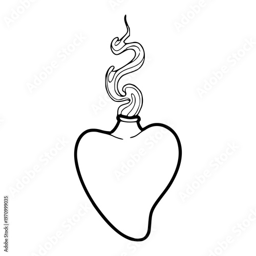 heart shaped magic potion bottle with smoke illustration