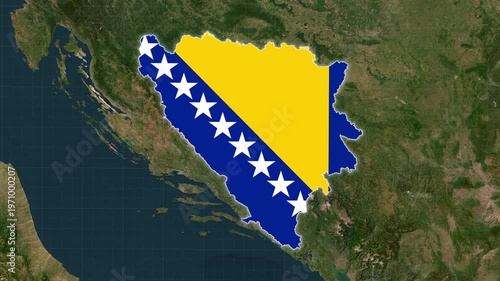 Bosnia and Herzegovina Map With Flag Animation