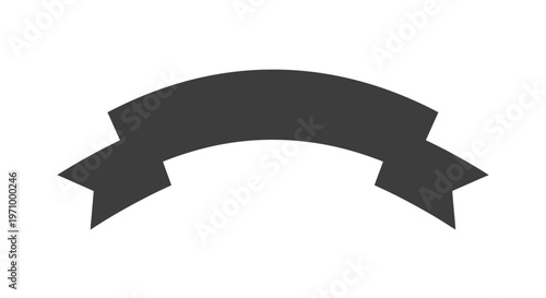 Black curved ribbon banner silhouette on a white background