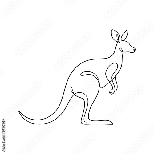 Simple continuous line drawing of a kangaroo