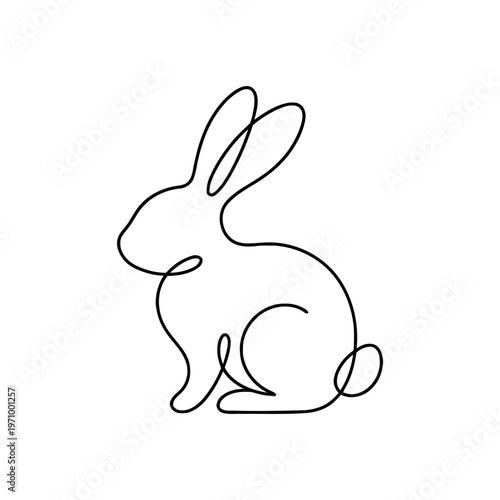 Minimal continuous line illustration of a rabbit