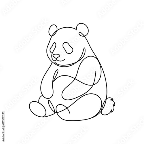 Minimal continuous line illustration of a panda