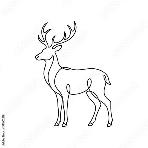 Simple continuous line art drawing of a deer