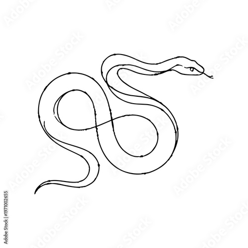 Simple continuous line art drawing of a snake