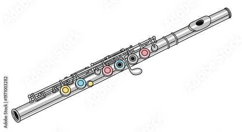 Colorful Flute Instrument Closeup View.