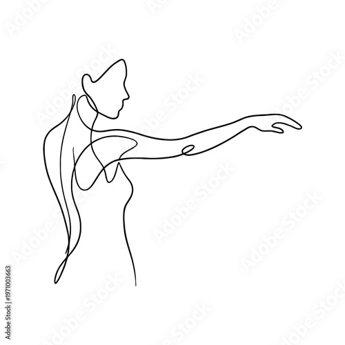 Minimal continuous line art illustration of a beautiful woman