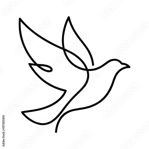 Continuous line drawing of an bird in a simple and minimal style.