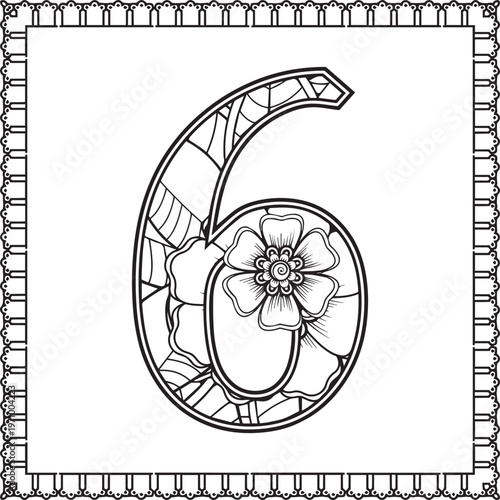 Beautiful Black color English number design 6