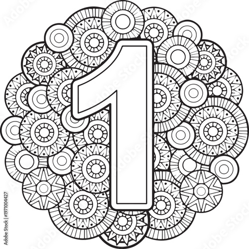 Black color number design and art numeral design 1