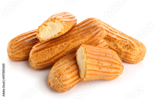 Delicious eclairs on white ...