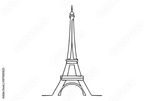 Paris Eiffel Tower Minimalist Monoline Architecture Skyline