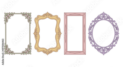 Collection of ornate vintage picture frames.