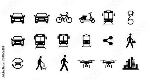 Collection of Transportation and City Icons.