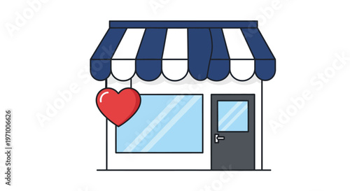 Small shop with heart symbol.