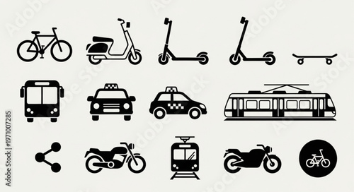 Collection of Transportation Icons and Symbols.