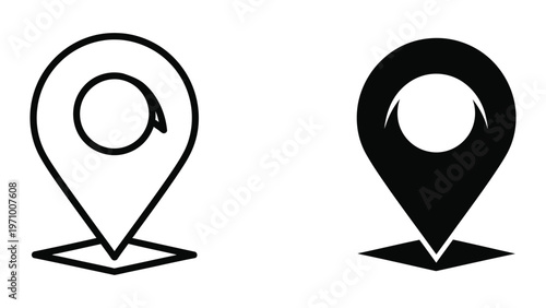 Free Download Comparison of outline and filled location pin icons with circular markers - GFXLoad