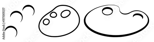 Paint palette set with solid black icon on white background featuring paint palette, art class, illustration with icon and background