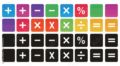 Colorful vector calculator buttons with basic math symbols