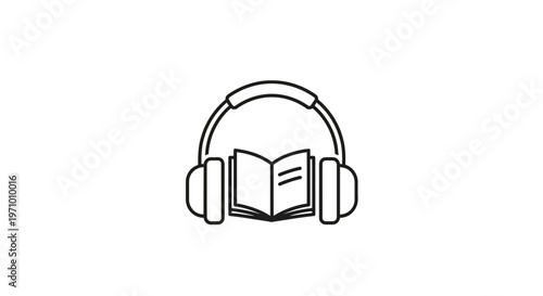 Headphones with an open book.
