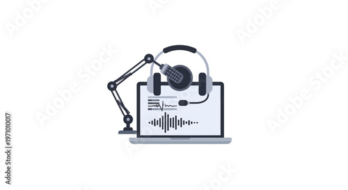 Headphones on a laptop computer screen.