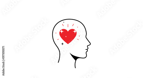 Heart in a human head profile.