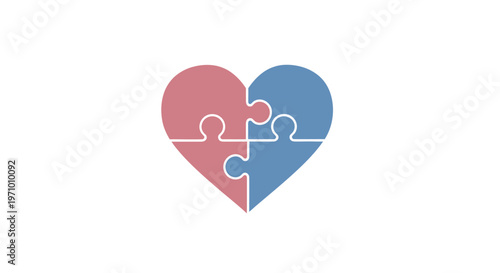 Heart Shaped Puzzle Pieces Together.