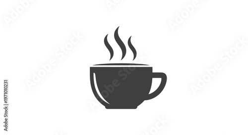 Hot Coffee Cup With Steam Rising.