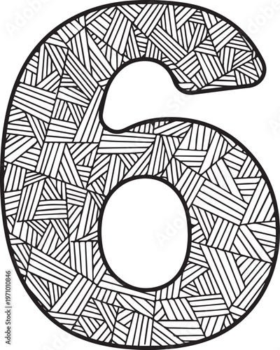 Beautiful Black color English number design 6