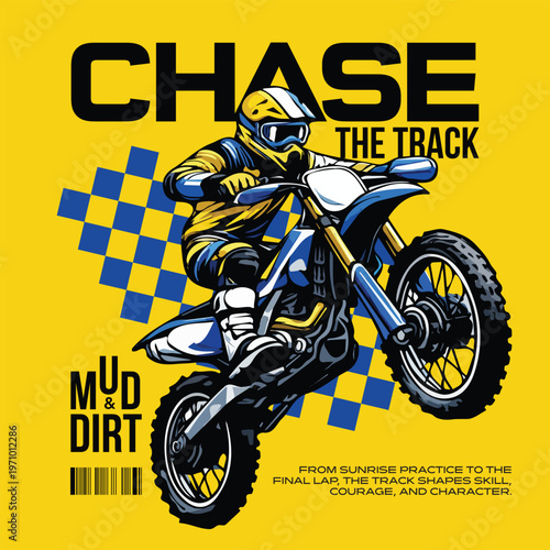 Chase the track Motorcycle t-shirt design. retro vintage t shirt design. t-shirt design vector for print. Motorcycle old style badge. monochrome logo design vector illustration. quotes for t shirt