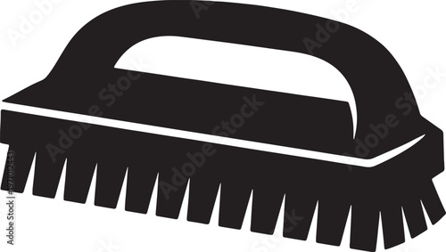 Black minimalist cleaning brush silhouette icon for household chores and sanitation maintenance