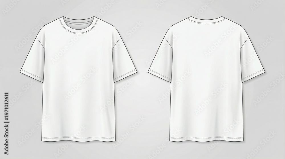 Naklejka premium Blank White Oversized T-Shirt Mockup Front and Back View