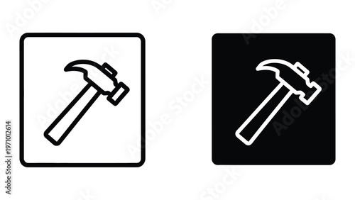Contrast between a hammer icon on white and black backgrounds