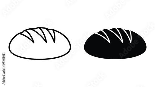Comparison of a plain baguette and a sesame seed coated baguette loaf illustration