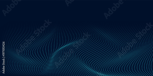 Abstract Music background. Big Data Particle Flow Visualisation. Science infographic futuristic illustration. Sound visualization. Cryptocurrency fintech network blockchain and programming concept.