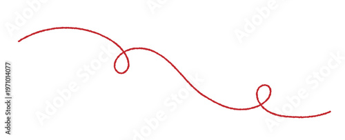 Red cord line with scribble effect. Minimal doodle illustration for romantic and valentine design.