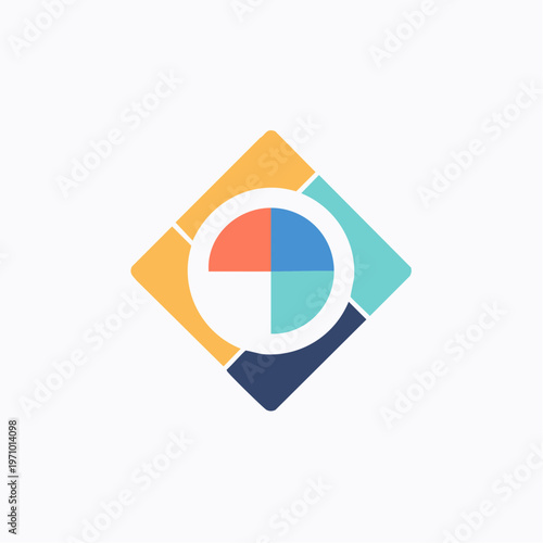 Free Download Vibrant and Modern Abstract Geometric Icon with Four Quadrants in Diverse Colors, Symbolizing Data, Process, or Infographic Elements for Business Presentation - GFXLoad