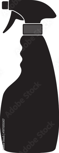 Black minimalist spray bottle silhouette icon for household cleaning and chemical disinfectant use
