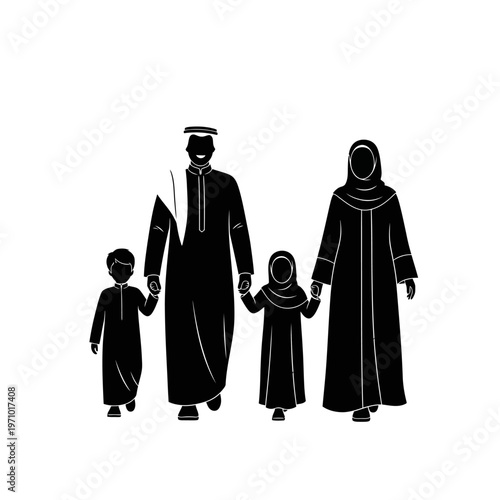 Arabic family in traditional clothing.