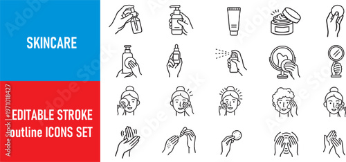 Skincare Gesture Icon Set ? H...